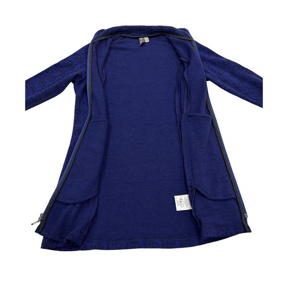 Ibex Juliet Merino Long Jacket Womens Size XS Blue Jacquard Knit Full Zip - Picture 4 of 7